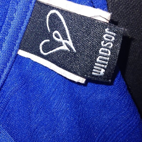 WINDSOR COLLECTION ROYAL BLUE GEOMETRIC PATTERN BODYCON DRESS - SIZE S - Picture 5 of 5